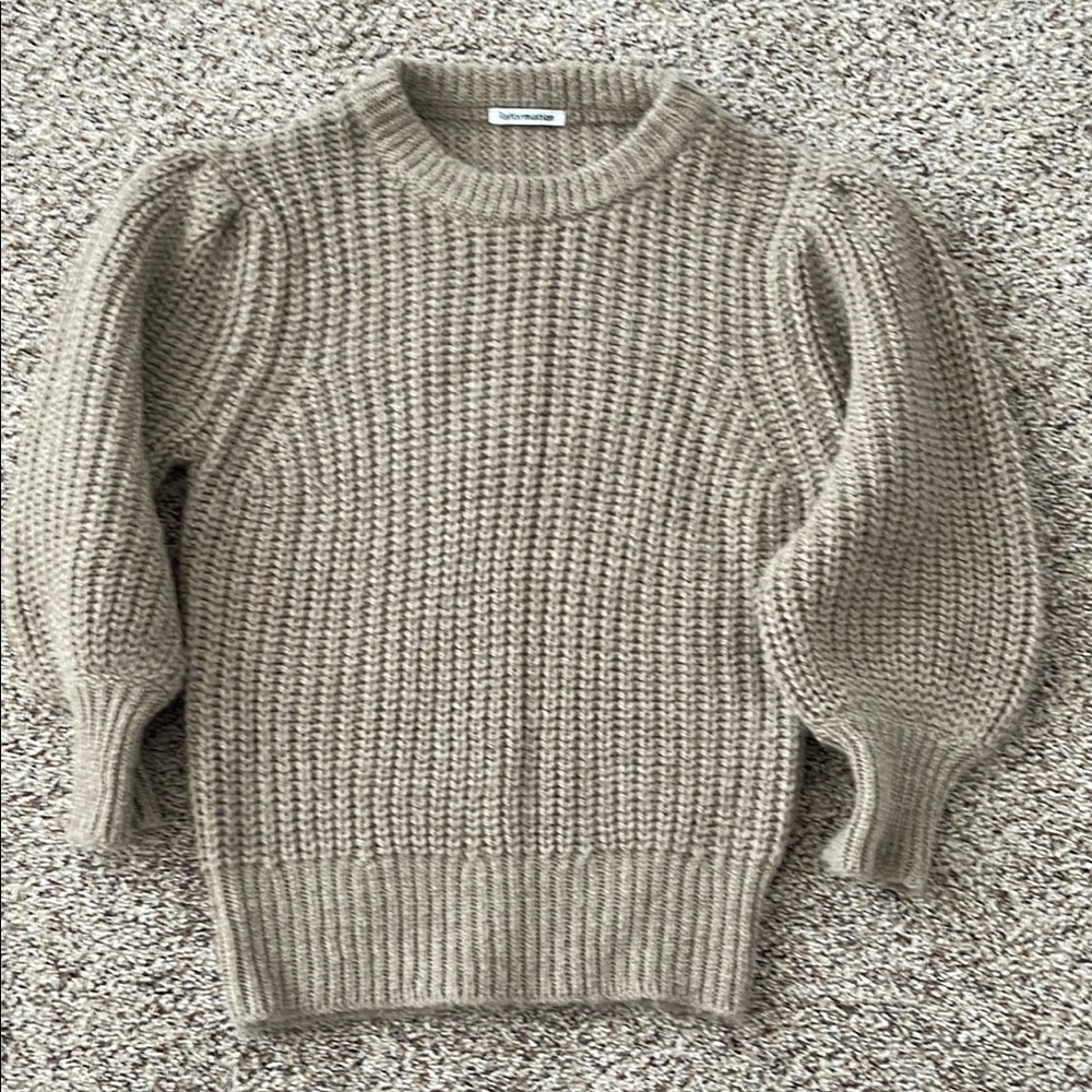 Reformation Moneta Chunky Knit Puff Sleeve Sweater in Beige